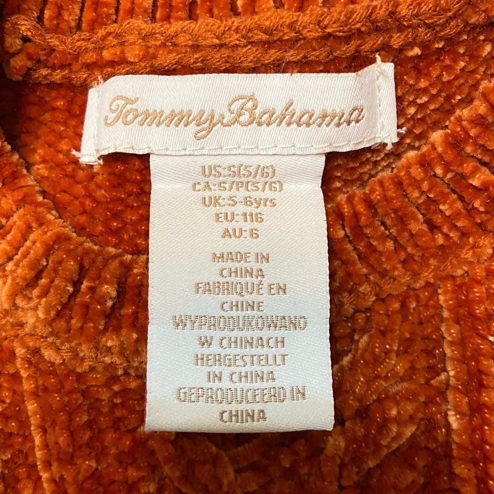 Tommy Bahama Chenille Burnt Orange Sweater Girls Size S 5/6 Super Soft Rust Cozy - Picture 6 of 10